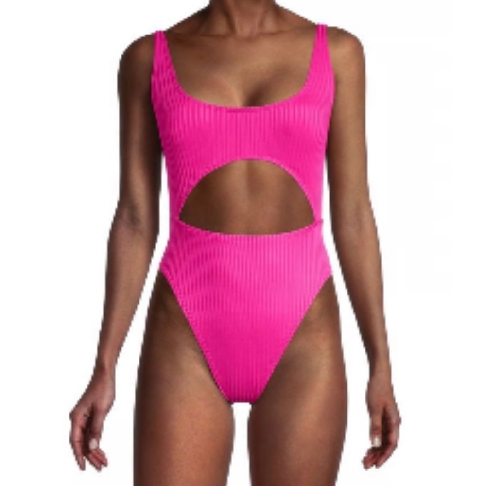 BCBGeneration Pink Cutout One Piece Swimsuit
